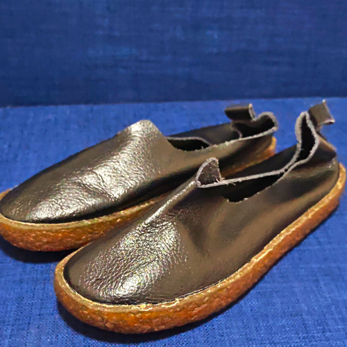 Women black leather slip - black,